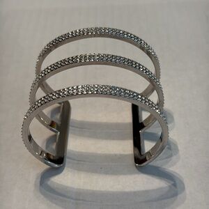 Vince Camuto Silver 3-Row Pave Cuff Bracelet One Size